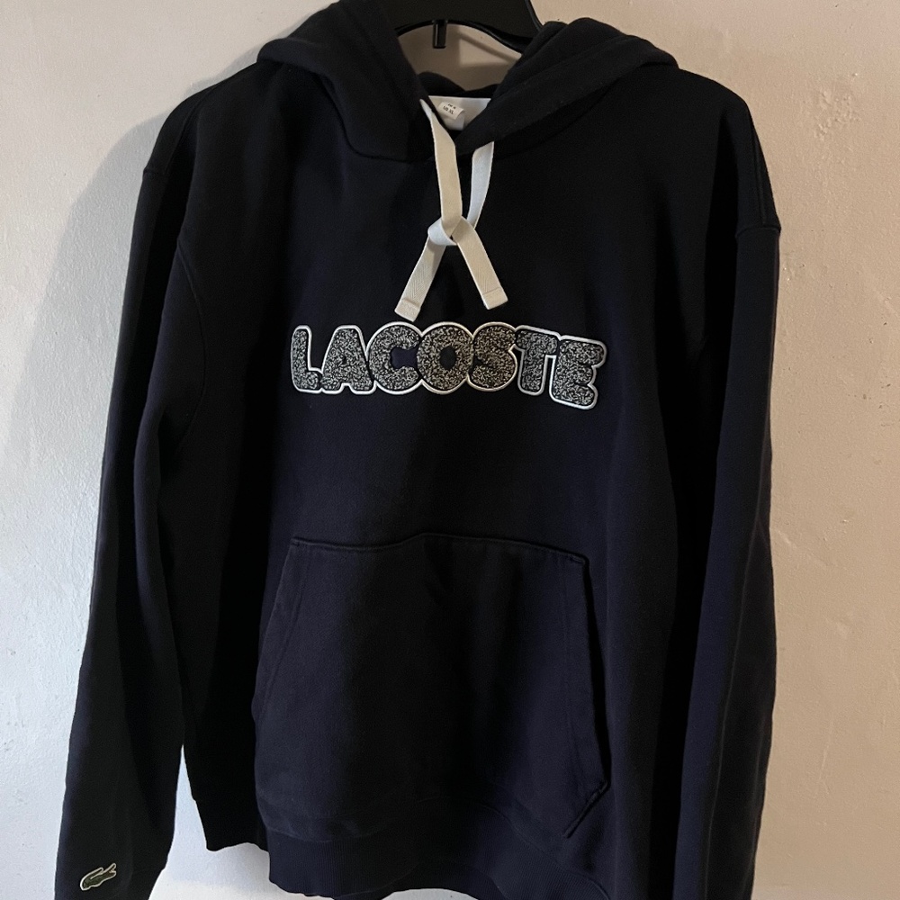 LACOSTE EMBROIDERED PATCHWORK LOGO Navy sz XL *EXCELLENT CONDITION*